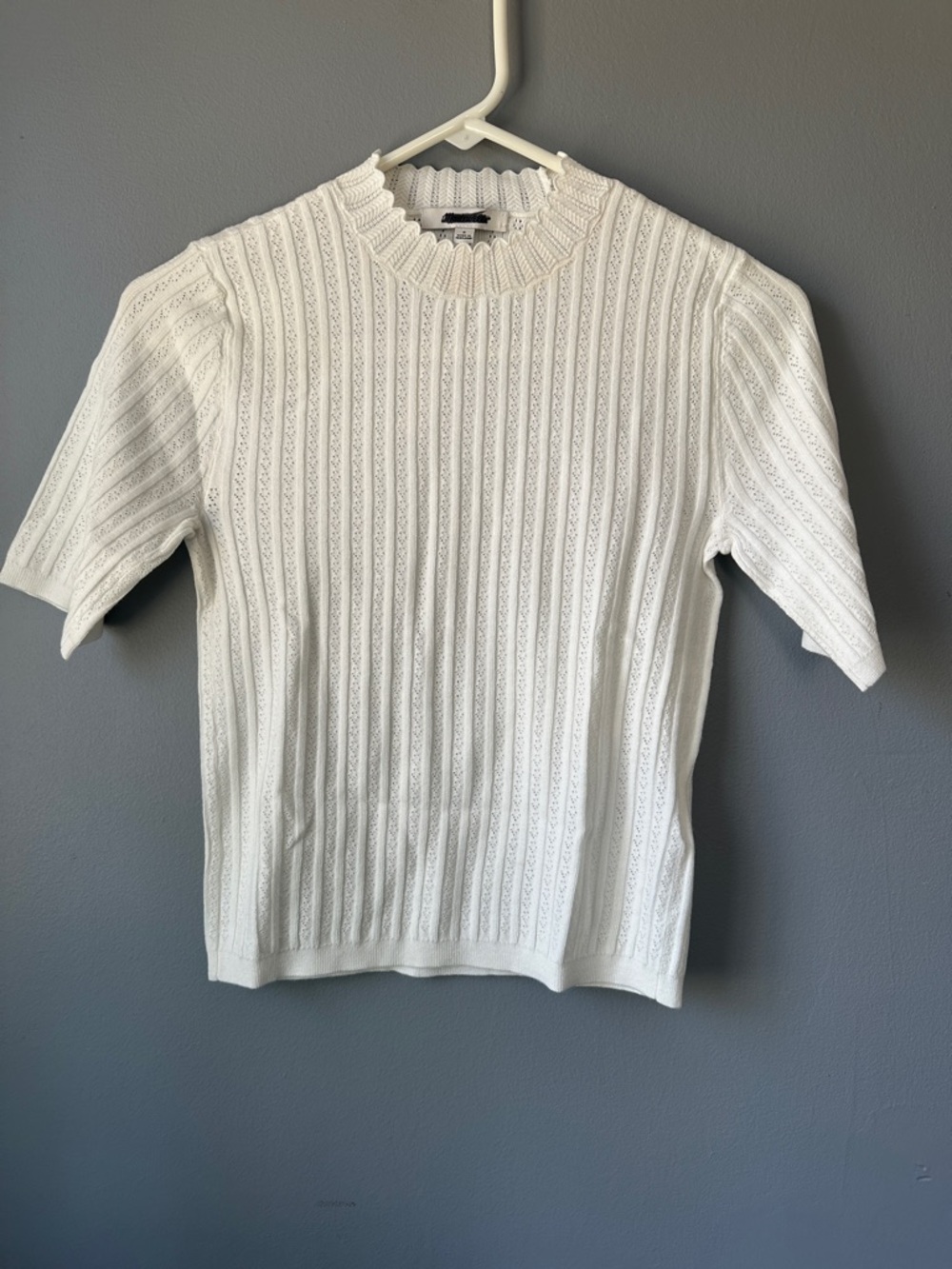 Madewell NWT Pointelle-Stitch Mockneck Sweater Tee white women’s small - Picture 3 of 10